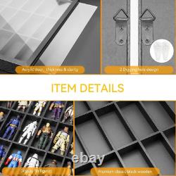 Action Figure Display Case 3.75 Figurine Toy Shelf Showcase Wood 36 Pcs Holder