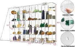 Adjustable Acrylic Display Case Clear Wall Mounted or Desktop 35 Room Storage Ca