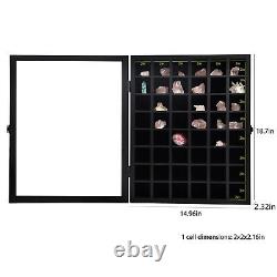 Adjustable Rock Display Case Wooden Crystal Organizer For Stones Storage Rock Co