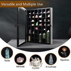 Adjustable Rock Display Case Wooden Crystal Organizer For Stones Storage Rock Co