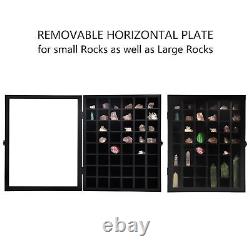 Adjustable Rock Display Case Wooden Crystal Organizer For Stones Storage Rock Co