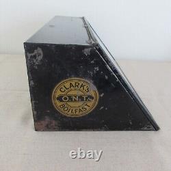 Advertising Clark's Thread Metal Store Display Cabinet Case w Glass Tilt Lid