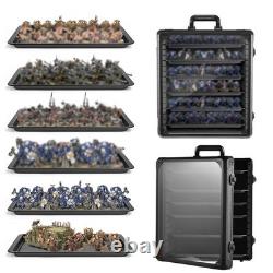 Alu Miniature Storage Case, Miniatures Carrying Case with 6 Magnetic Metal Trays
