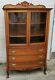 American Oak Mercantile Store Display Cabinet Bowed Glass Ca 1880's Refinished