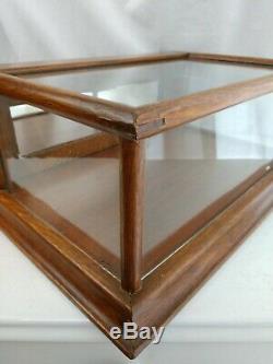 Antique 19th c Oak Glass County Store Counter Top Collection Display Case Small