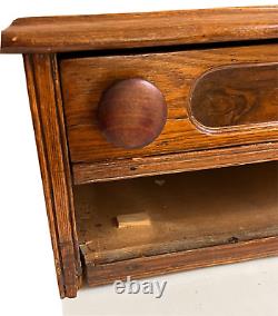 Antique 2 Drawer Spool Thread Wood Store Counter Cabinet