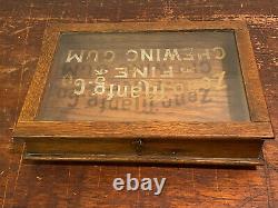 Antique Advertising Counter Top General Store Oak Display Case Zeno Chewing Gum