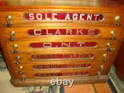 Antique Advertising Country Store Spool Cabinet Clark's 6 Drawer C. 1900-1910