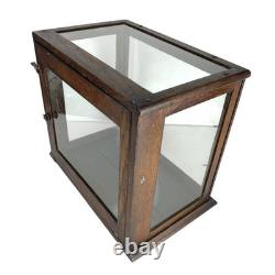 Antique Apothecary Mercantile Counter Top Display Case General Store Glass Oak