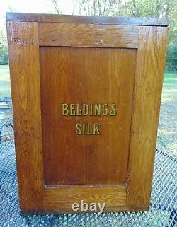 Antique Beldings Silk Thread Oak Spool Cabinet Store Display