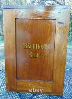 Antique Beldings Silk Thread Oak Spool Cabinet Store Display