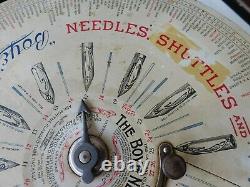 Antique Boye Brand Needles Shuttles Bobbins Store Display Cabinet w part cases