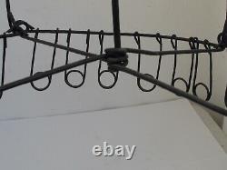 Antique Broom or Buggy Whip Holder Rack Metal Wire Country Store Display