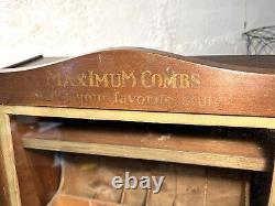 Antique C. 1890s Maximum Combs General Store Display Case Slant Front Advertising