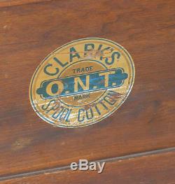 Antique Clarks ONT Advertising Six Drawer Oak Spool Cabinet Country Store Displ