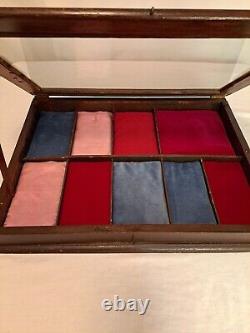 Antique Counter Top Display Case Divided Areas General Store Country Wood Cigar