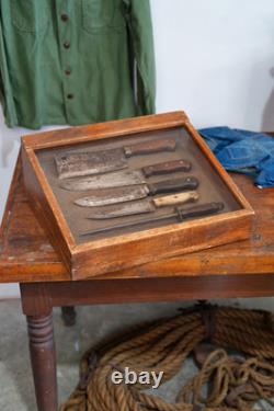 Antique Countertop Display Case Knife Jewelry Box Vintage Wood Glass Box Vintage
