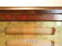 Antique Countertop Revolving Walnut Store Display Case Advertising Ace Combs