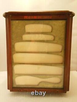 Antique Countertop Revolving Walnut Store Display Case Advertising Ace Combs