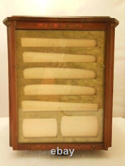 Antique Countertop Revolving Walnut Store Display Case Advertising Ace Combs