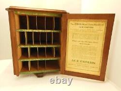 Antique Countertop Revolving Walnut Store Display Case Advertising Ace Combs