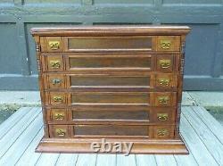 Antique Country Store 1890s J&P Coats Six Drawer Walnut Spool Cabinet