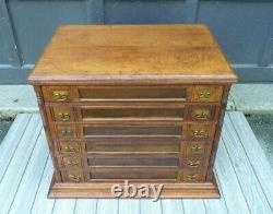 Antique Country Store 1890s J&P Coats Six Drawer Walnut Spool Cabinet