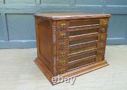 Antique Country Store 1890s J&P Coats Six Drawer Walnut Spool Cabinet