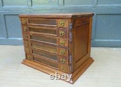 Antique Country Store 1890s J&P Coats Six Drawer Walnut Spool Cabinet