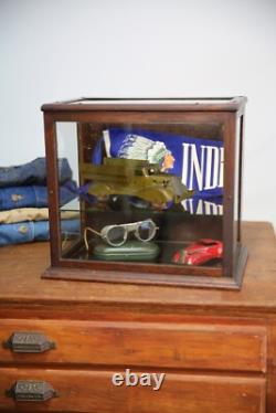 Antique Country Store Counter Top Display Case Wood Showcase Glass shelf cabinet