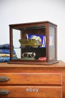 Antique Country Store Counter Top Display Case Wood Showcase Glass shelf cabinet
