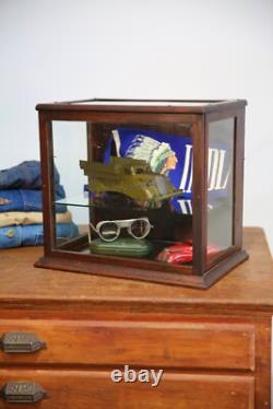 Antique Country Store Counter Top Display Case Wood Showcase Glass shelf cabinet