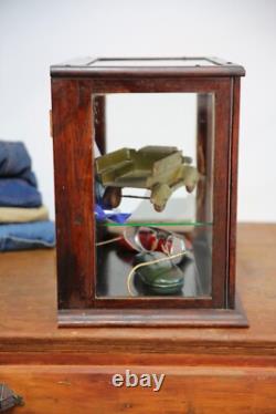 Antique Country Store Counter Top Display Case Wood Showcase Glass shelf cabinet