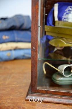 Antique Country Store Counter Top Display Case Wood Showcase Glass shelf cabinet
