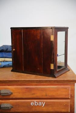 Antique Country Store Counter Top Display Case Wood Showcase Glass shelf cabinet