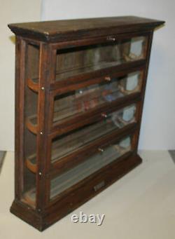 Antique Country Store Display Cabinet Oak Four Door Counter Top Ribbon Cabinet