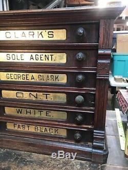 Antique Country Store Display Clarks Cherry Six Drawer Spool Thread Cabinet
