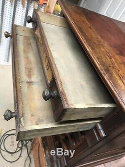 Antique Country Store Display Clarks Cherry Six Drawer Spool Thread Cabinet