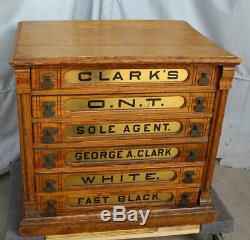 Antique Country Store Display Clarks Six Drawer Spool Cabinet