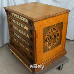 Antique Country Store Display Clarks Six Drawer Spool Cabinet