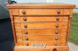 Antique Country Store Vintage c. 1900 Clark's 6 Drawer Oak Spool Cabinet Display