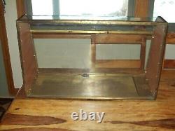 Antique Curved Glass, Brass & Wood Mercantile Store Display Case Displays Well
