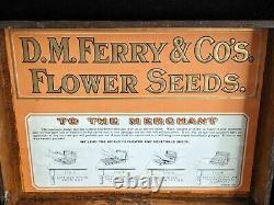 Antique D. M Ferry & Co Flower Seed Display Case Country Store Box Dovetail Wood