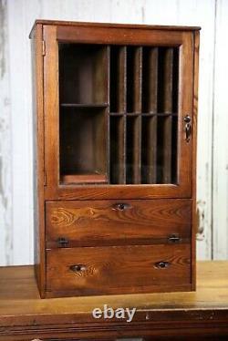 Antique Display Case Flashlight Battery Light Bulb Oak Cabinet Hardware Store