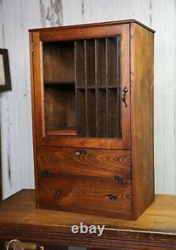 Antique Display Case Flashlight Battery Light Bulb Oak Cabinet Hardware Store