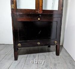 Antique General Country Store Floor Showcase Wood Glass Display Case Cabinet