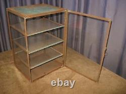 Antique General Store Counter Display Cabinet Display Case w Glass Shelfs Metal