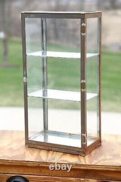 Antique General Store Counter Display Cabinet Display Case with Glass Metal
