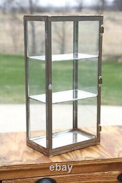 Antique General Store Counter Display Cabinet Display Case with Glass Metal