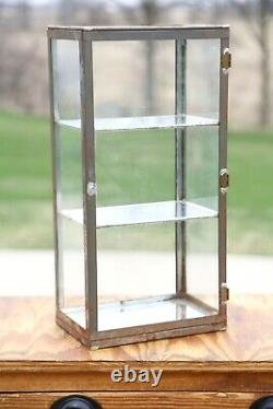 Antique General Store Counter Display Cabinet Display Case with Glass Metal